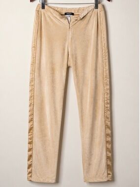 Versace Sport Velour Track Pants Beige Gold Size 32 / 46 Made in Italy Y2K